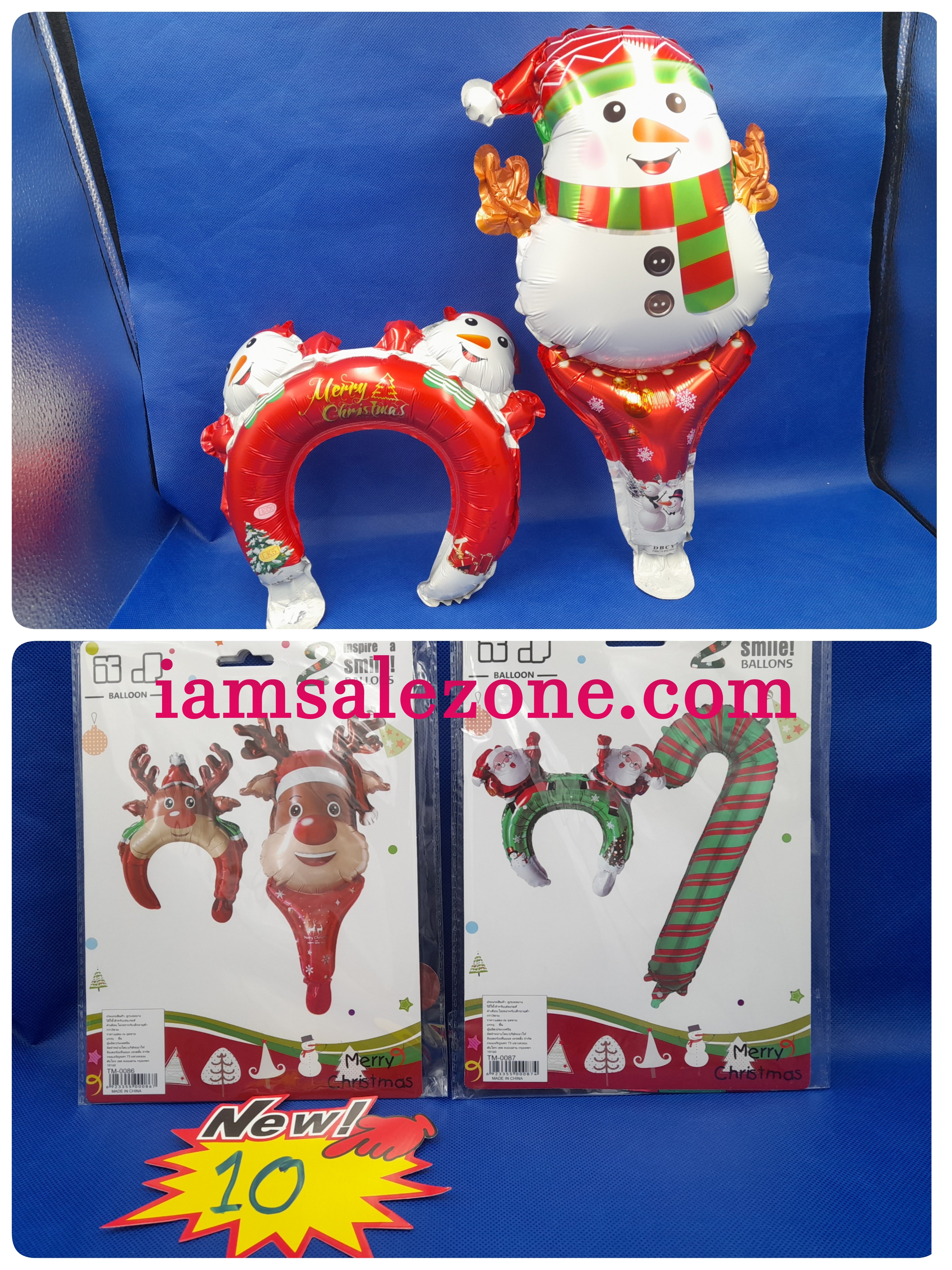 10 คาดผม+กระบอง/ไม้คฑา Xmas  TJ0086.0087 (โหล)