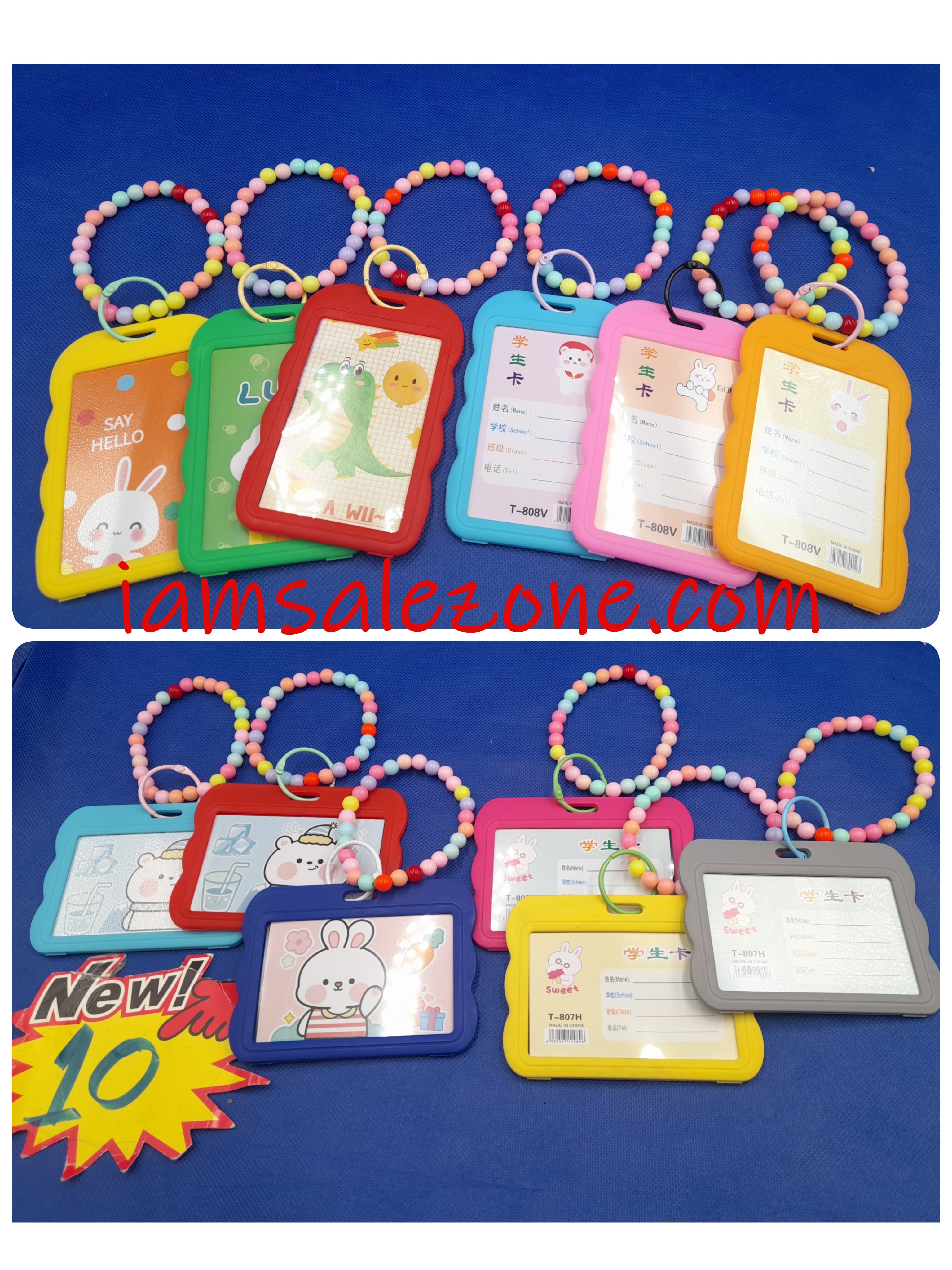 10 ป้ายชื่อขอบหยัก+สายลูกปัด TJ4263 (โหล)