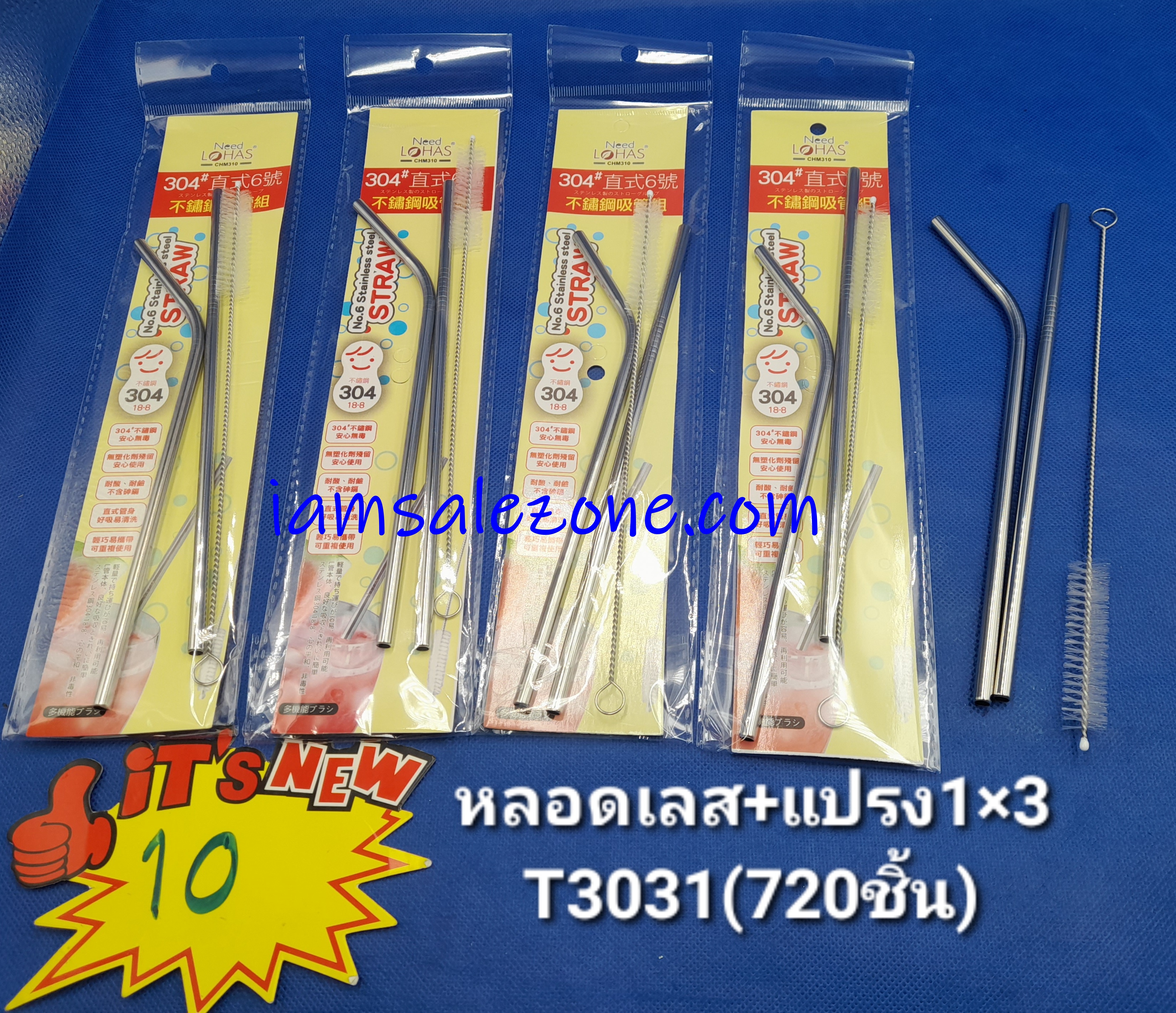 10 หลอดเลส+แปรง 1*3 TJ3031 แผง (โหล)