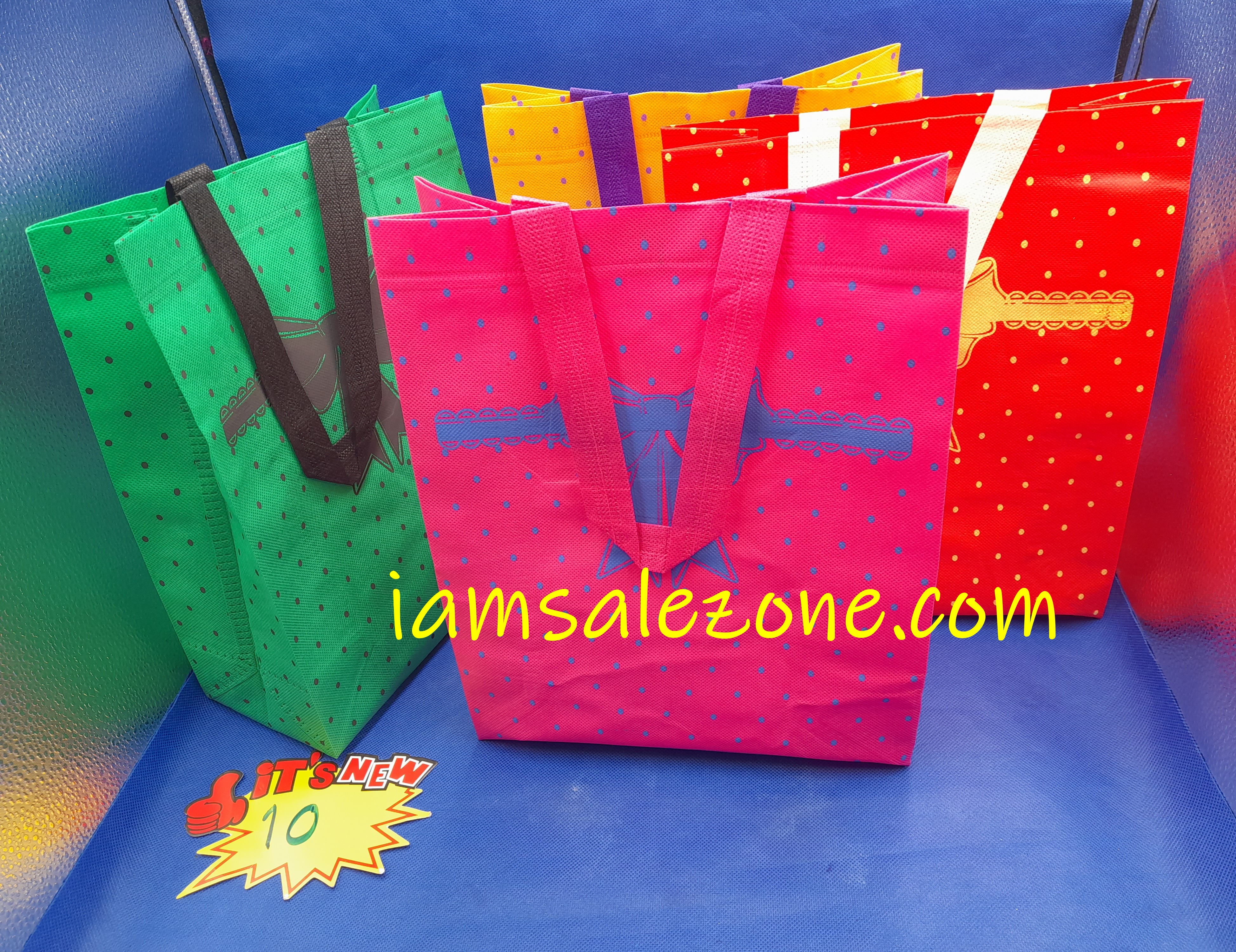 10 กระเป๋าผ้าสาก้นตัดลายโบว์ ST6115 (โหล)
