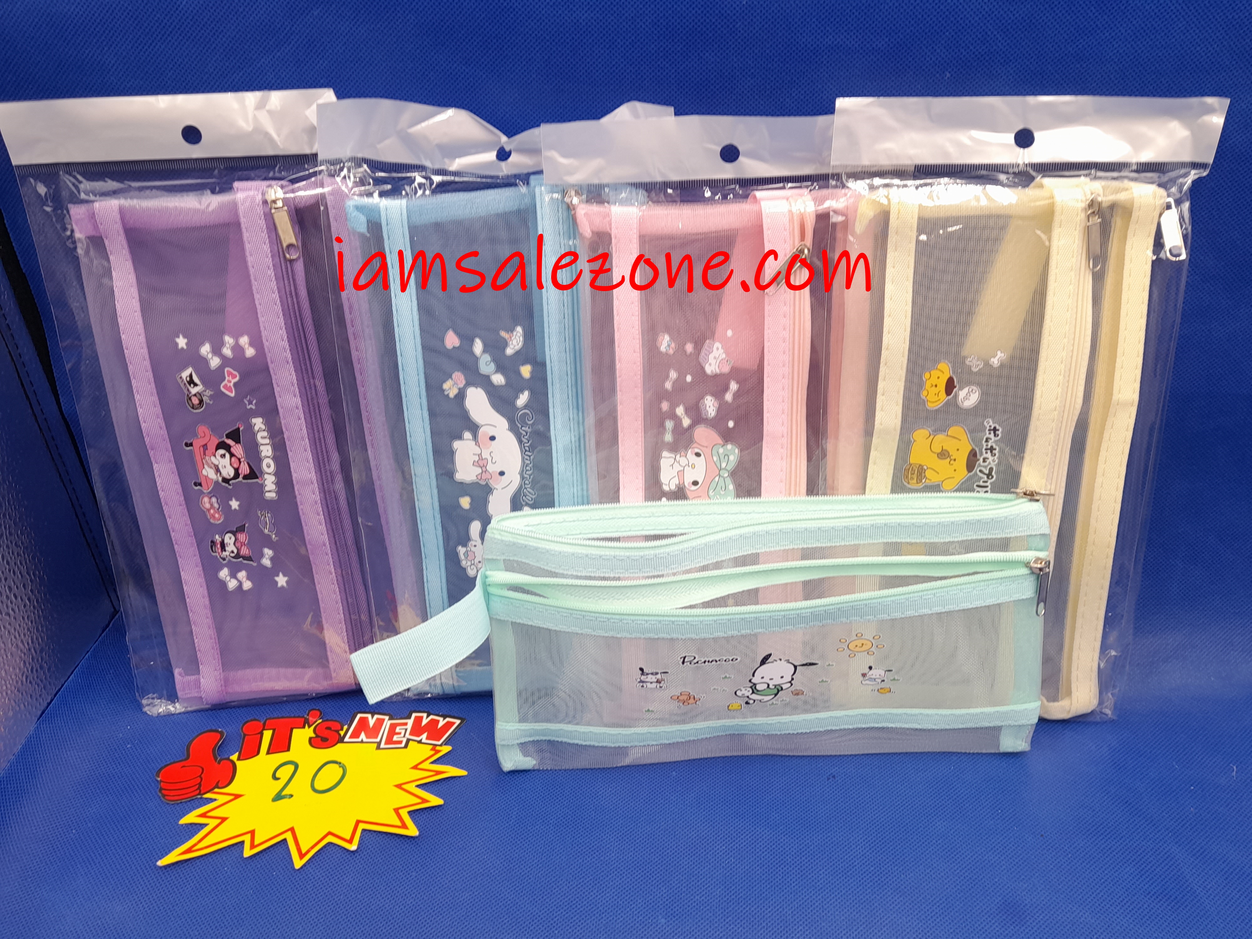 20 ถุงดินสอผ้าโปร่งเล็ก 2 ซิปถุงอัน TJ4149 (โหล)