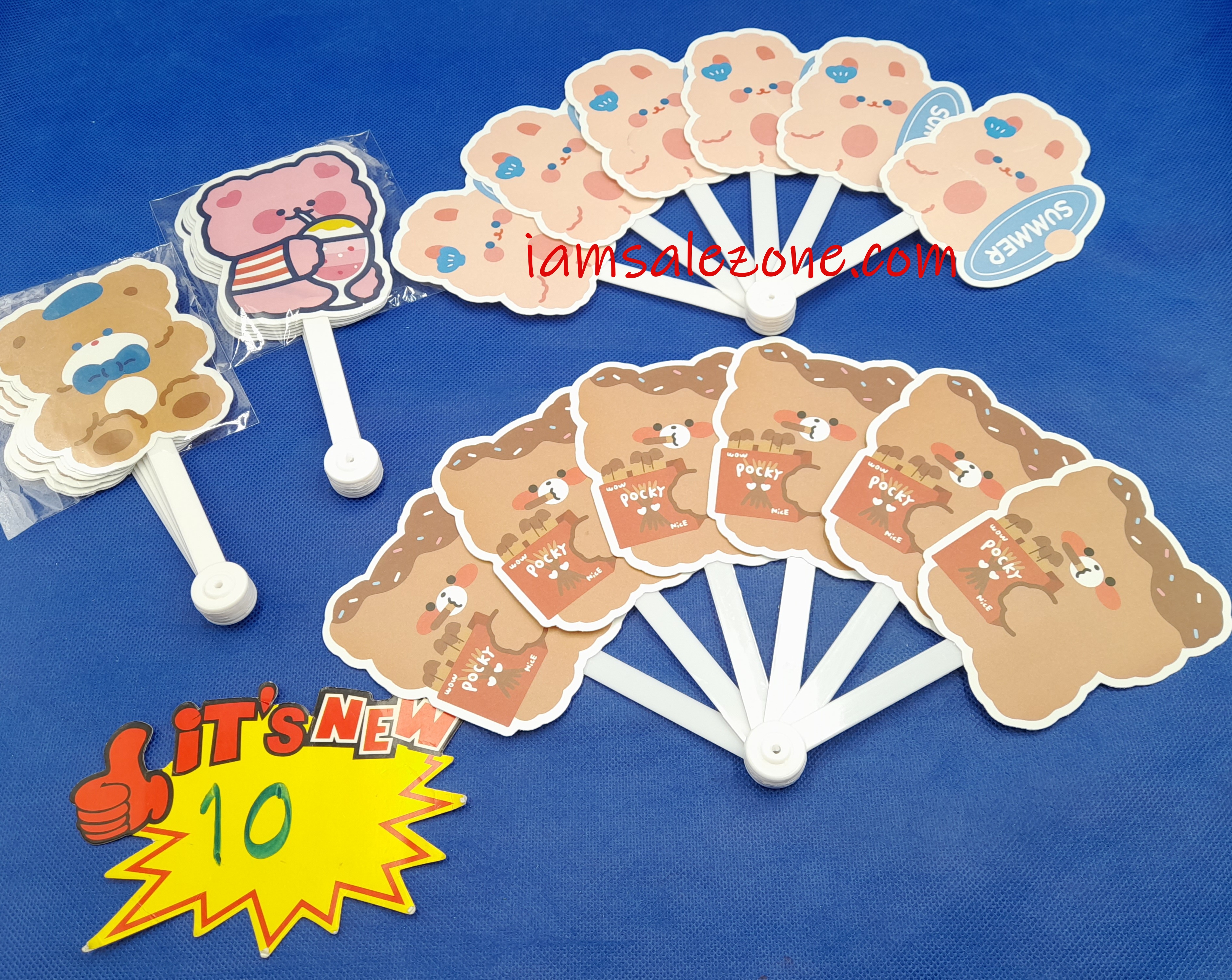 10 พัด 6 ก้านหัวการ์ตูนด้ามสั้น OJ1995 (โหล)