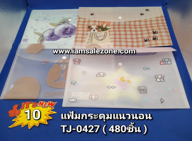 10 แฟ้มกระดุมแนวนอนคละ TJ0427 (โหล)