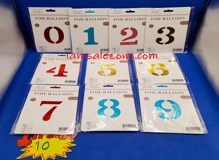 10 ลูกโป่งฟอยล์ตัวเลข TJ4535 (10ชิ้น)