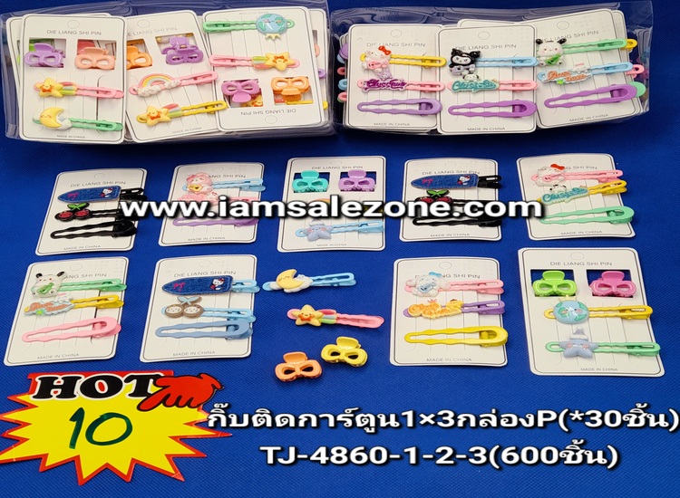 10 กิ๊บติดการ์ตูน 1*3/1*4 ก.P TJ4860 (30ชิ้น)