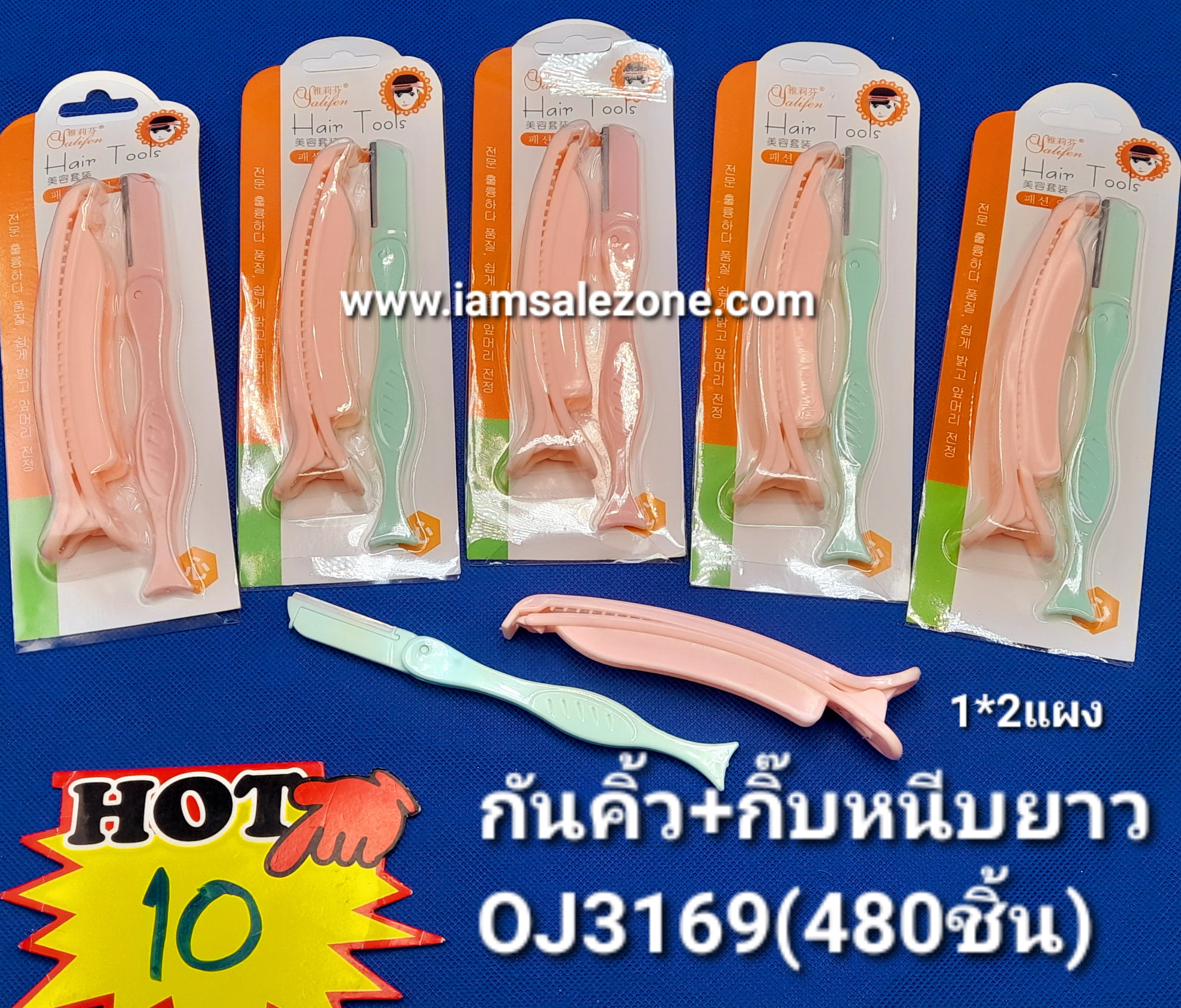10 กันคิ้ว+กิ๊บหนีบยาว 1*2 แผง OJ3169 (โหล)