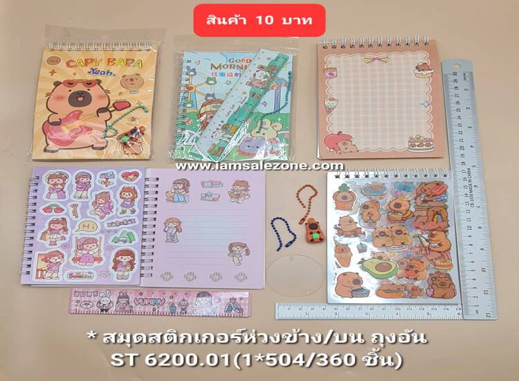 10 สมุดสติกเกอร์ห่วงบน/ห่วงข้าง+พกจ ST6201.6200 (โหล)